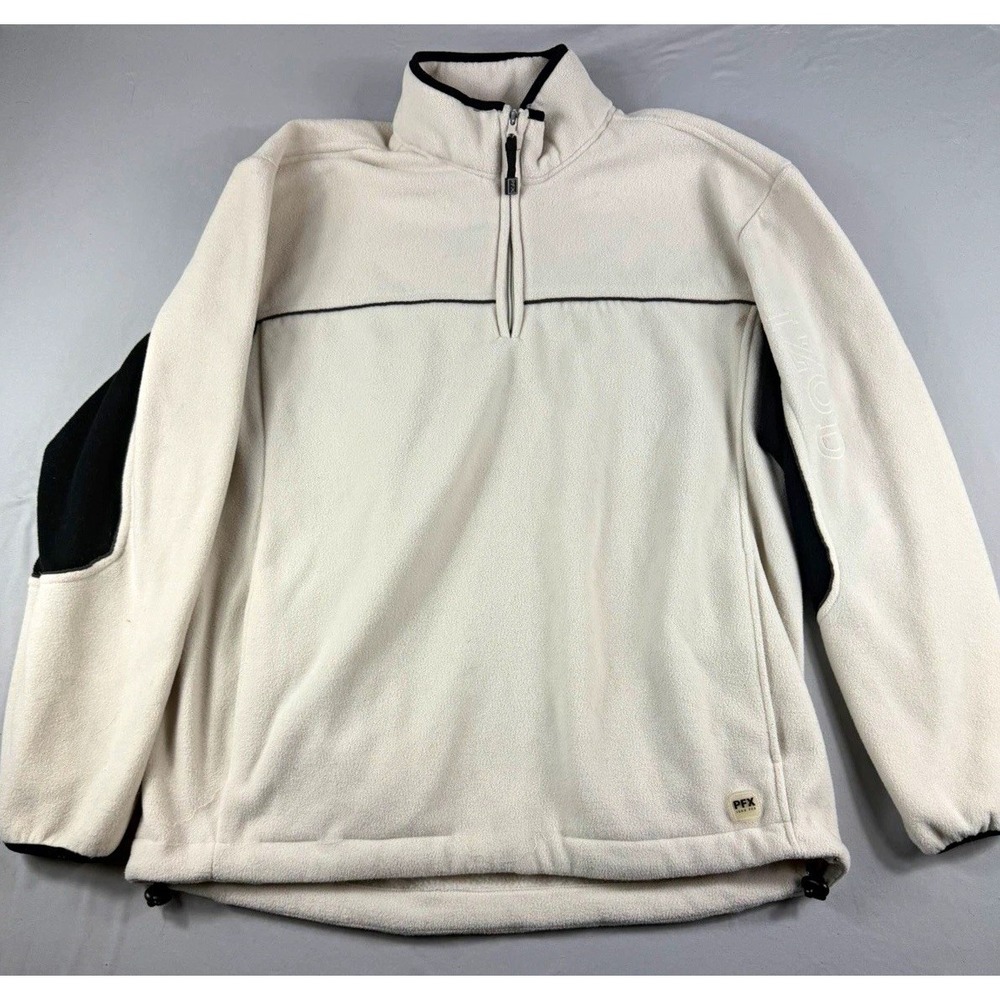izod men's l colorblock 1/4 zip fleece jacket, white/black, stand-up collar